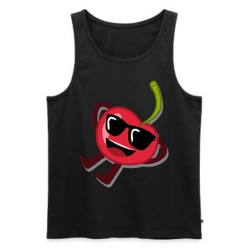 Cherry with sunglasses Cherries - Men's Premium Organic Tank Top - black - Front - AI Model Male 178 light (178cm)