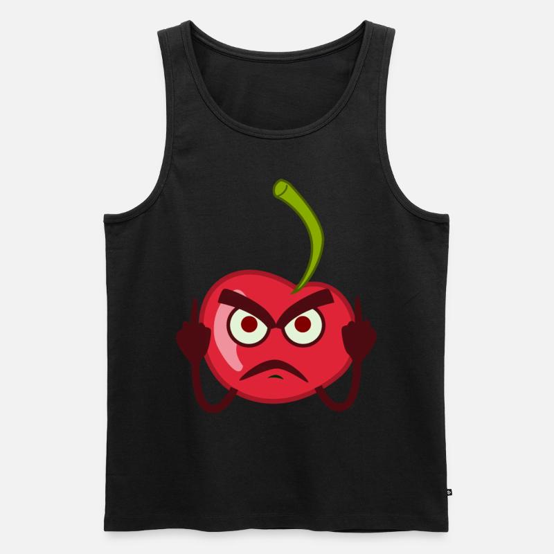 Saure Kirsche zeigt Mittelfinger - Männer Premium Bio Tank Top - Schwarz