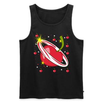 Cherry in space Cherries - Men's Premium Organic Tank Top - black - Front - AI Model Male 178 light (178cm)