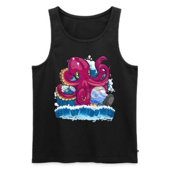 Kraken Sea Animal Cadeau Mignon Poulpe - Débardeur bio Premium Homme - noir - Devant - Michal (187cm)