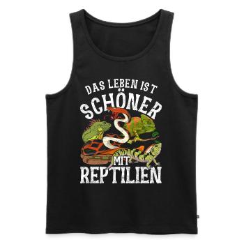 Lustiges Das Leben ist schöner mit Reptilien - Männer Premium Bio Tank Top - Schwarz - Vorne - Michal (187cm)