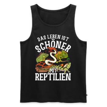 Gecko Schlange Waran Eidechse Geschenk Reptil - Männer Premium Bio Tank Top - Schwarz - Vorne - Michal (187cm)