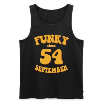 Funky Birthday: September 1954 - Flower Power - Men's Premium Organic Tank Top - black - Front - Michal (187cm)