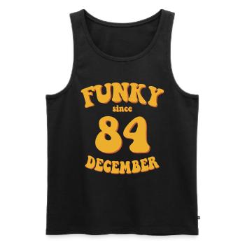 Funky Birthday: December 1984 - Flower Power - Men's Premium Organic Tank Top - black - Front - Michal (187cm)