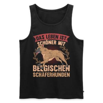 Das Leben ist schöner mit Belgischen Schäferhunden - Männer Premium Bio Tank Top - Schwarz - Vorne - Michal (187cm)