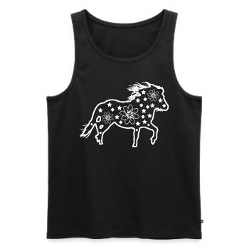 Poney Shetland Shetlandpony - Débardeur bio Premium Homme - noir - Devant - AI Model Male 178 light (178cm)