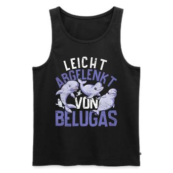 Beluga Wal Ozean Tier Leicht abgelenkt von Belugas - Männer Premium Bio Tank Top - Schwarz - Vorne - Michal (187cm)