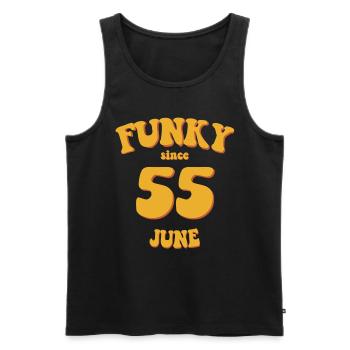 Funky Birthday: June 1955 - Flower Power - Men's Premium Organic Tank Top - black - Front - Michal (187cm)