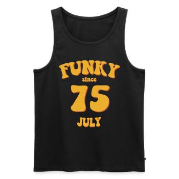 Funky Birthday: July 1975 - Flower Power - Men's Premium Organic Tank Top - black - Front - Michal (187cm)