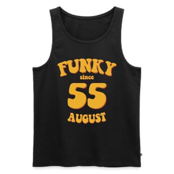Funky Birthday: August 1955 - Flower Power - Men's Premium Organic Tank Top - black - Front - Michal (187cm)
