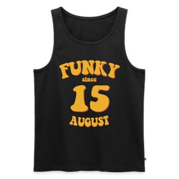 Funky Birthday: August 2015 - Flower Power - Men's Premium Organic Tank Top - black - Front - Michal (187cm)