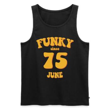 Funky Birthday: June 1975 - Flower Power - Men's Premium Organic Tank Top - black - Front - Michal (187cm)