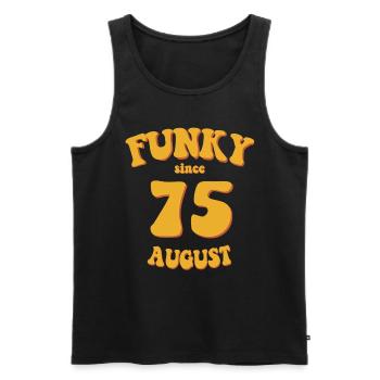 Funky Birthday: August 1975 - Flower Power - Men's Premium Organic Tank Top - black - Front - Michal (187cm)