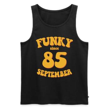 Funky Birthday: September 1985 - Flower Power - Men's Premium Organic Tank Top - black - Front - Michal (187cm)