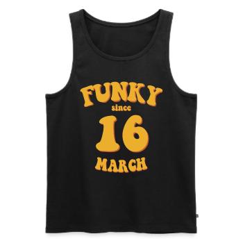 Funky Anniversaire: Mars 2016 - Flower Power - Débardeur bio Premium Homme - noir - Devant - Michal (187cm)