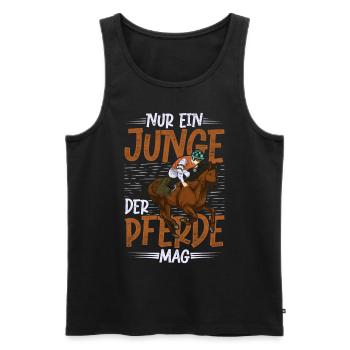 Nur ein Junge der Pferde mag Pferde Reiten Pferd - Männer Premium Bio Tank Top - Schwarz - Vorne - AI Model Male 178 light (178cm)