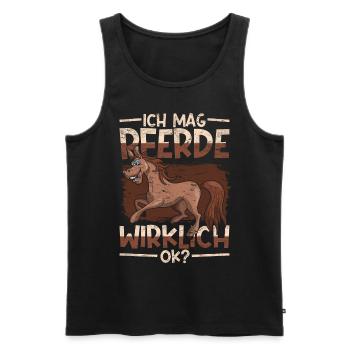Ich mag Pferde wirklich ok Reiten Geschenk Pferd - Männer Premium Bio Tank Top - Schwarz - Vorne - Michal (187cm)