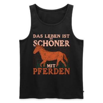 Das Leben ist schöner mit Pferden Reiter Pferd - Männer Premium Bio Tank Top - Schwarz - Vorne - Michal (187cm)
