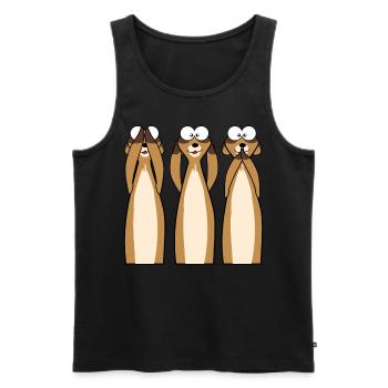 Erdmännchen statt 3 Affen - Männer Premium Bio Tank Top - Schwarz - Vorne - AI Model Male 178 light (178cm)