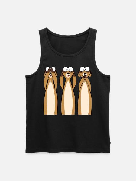 Erdmännchen statt 3 Affen - Männer Premium Bio Tank Top - Schwarz