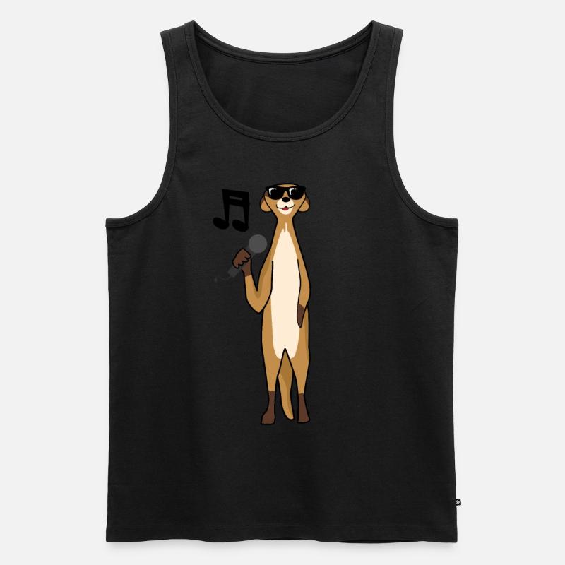 Erdmännchen singt Musik - Männer Premium Bio Tank Top - Schwarz