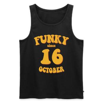 Funky Birthday: October 2016 - Flower Power - Men's Premium Organic Tank Top - black - Front - Michal (187cm)