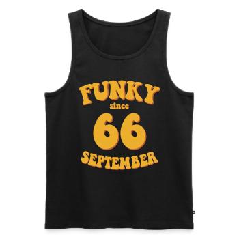 Funky Birthday: September 1966 - Flower Power - Men's Premium Organic Tank Top - black - Front - Michal (187cm)