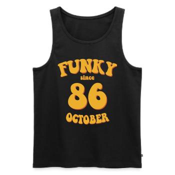 Funky Birthday: October 1986 - Flower Power - Men's Premium Organic Tank Top - black - Front - Michal (187cm)