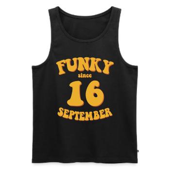 Funky Birthday: September 2016 - Flower Power - Men's Premium Organic Tank Top - black - Front - Michal (187cm)