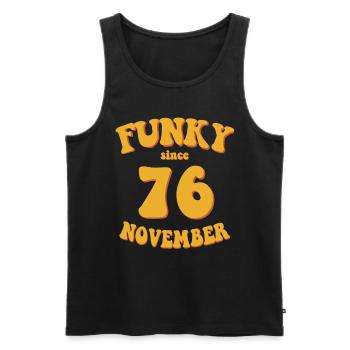 Funky Birthday: November 1976 - Flower Power - Men's Premium Organic Tank Top - black - Front - Michal (187cm)