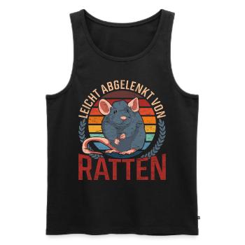 Leicht abgelenkt von Ratten Nagetier Retro Ratte - Männer Premium Bio Tank Top - Schwarz - Vorne - Michal (187cm)