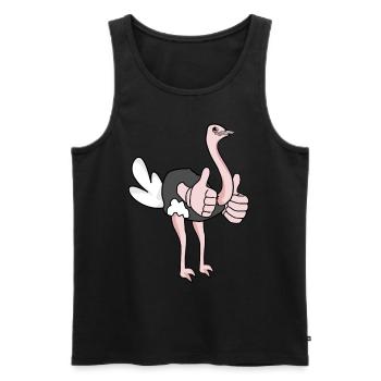 Vogelstrauß gibt Daumen hoch - Männer Premium Bio Tank Top - Schwarz - Vorne - AI Model Male 178 light (178cm)