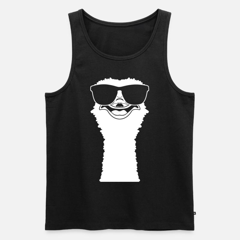 Vogelstrauß mit Sonnenbrille - Männer Premium Bio Tank Top - Schwarz