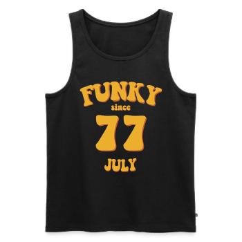 Funky Birthday: July 1977 - Flower Power - Men's Premium Organic Tank Top - black - Front - Michal (187cm)