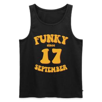 Funky Birthday: September 2017 - Flower Power - Men's Premium Organic Tank Top - black - Front - Michal (187cm)