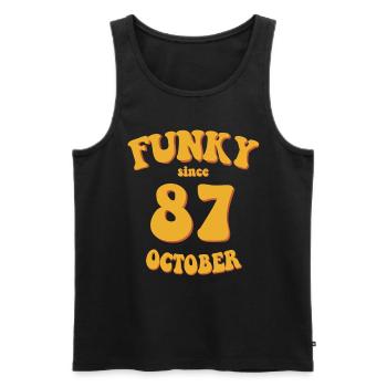 Funky Birthday: October 1987 - Flower Power - Men's Premium Organic Tank Top - black - Front - Michal (187cm)