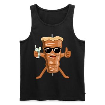 Doner kebab avec lunettes de soleil brochette kebab - Débardeur bio Premium Homme - noir - Devant - AI Model Male 178 light (178cm)