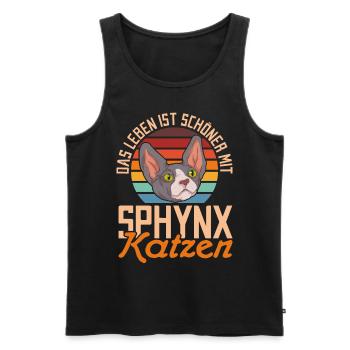 Okkult Sphinx Katze Geschenk Retro Sphynx Katze - Männer Premium Bio Tank Top - Schwarz - Vorne - AI Model Male 178 light (178cm)