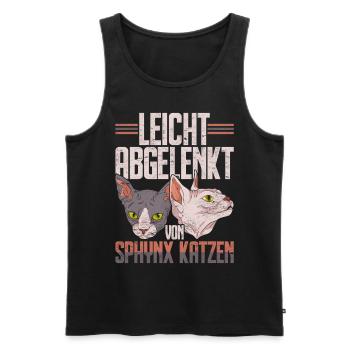 Nacktkatze Leicht abgelenkt von Sphynx Katzen - Männer Premium Bio Tank Top - Schwarz - Vorne - AI Model Male 178 light (178cm)