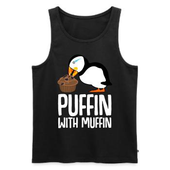 Puffin isst Muffin Papageientaucher - Männer Premium Bio Tank Top - Schwarz - Vorne - Michal (187cm)