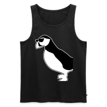 Puffin with sunglasses puffins - Men's Premium Organic Tank Top - black - Front - Michal (187cm)