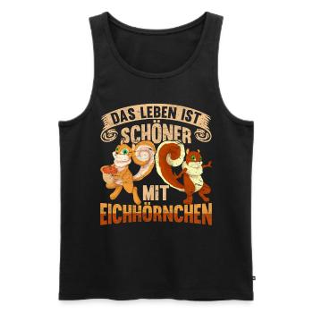 Wald Tier Das Leben ist schöner mit Eichhörnchen - Männer Premium Bio Tank Top - Schwarz - Vorne - Michal (187cm)