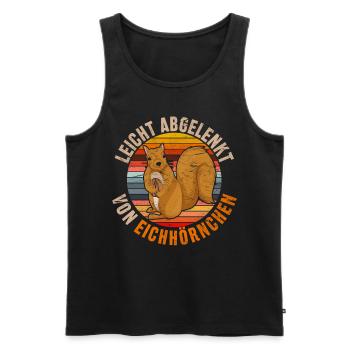 Retro Wald Tier Leicht abgelenkt von Eichhörnchen - Männer Premium Bio Tank Top - Schwarz - Vorne - Michal (187cm)