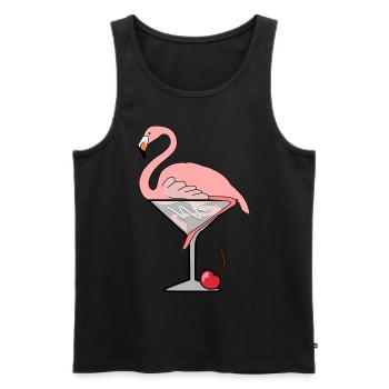 Flamingo Cocktail - Men's Premium Organic Tank Top - black - Front - Michal (187cm)