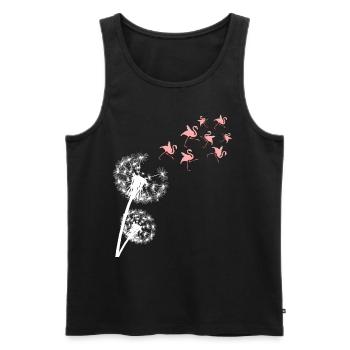 Flamants roses pissenlit - Débardeur bio Premium Homme - noir - Devant - Michal (187cm)