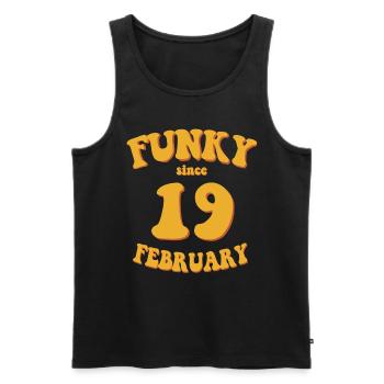 Funky Anniversaire: Février 2019 - Flower Power - Débardeur bio Premium Homme - noir - Devant - Michal (187cm)
