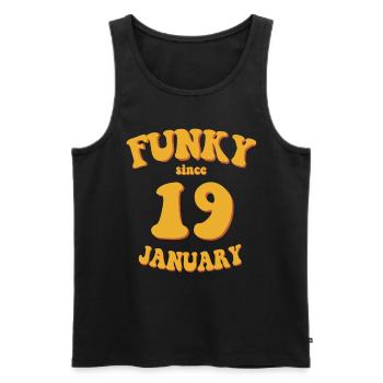 Funky Anniversaire: Janvier 2019 - Flower Power - Débardeur bio Premium Homme - noir - Devant - Michal (187cm)