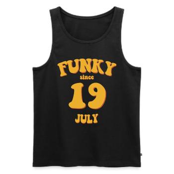 Funky Anniversaire: Juillet 2019 - Flower Power - Débardeur bio Premium Homme - noir - Devant - Michal (187cm)
