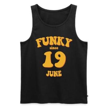 Funky Anniversaire: Juin 2019 - Flower Power - Débardeur bio Premium Homme - noir - Devant - Michal (187cm)