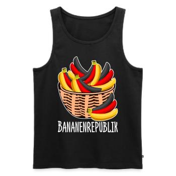 Bananenrepublik Bananenkorb - Männer Premium Bio Tank Top - Schwarz - Vorne - Michal (187cm)
